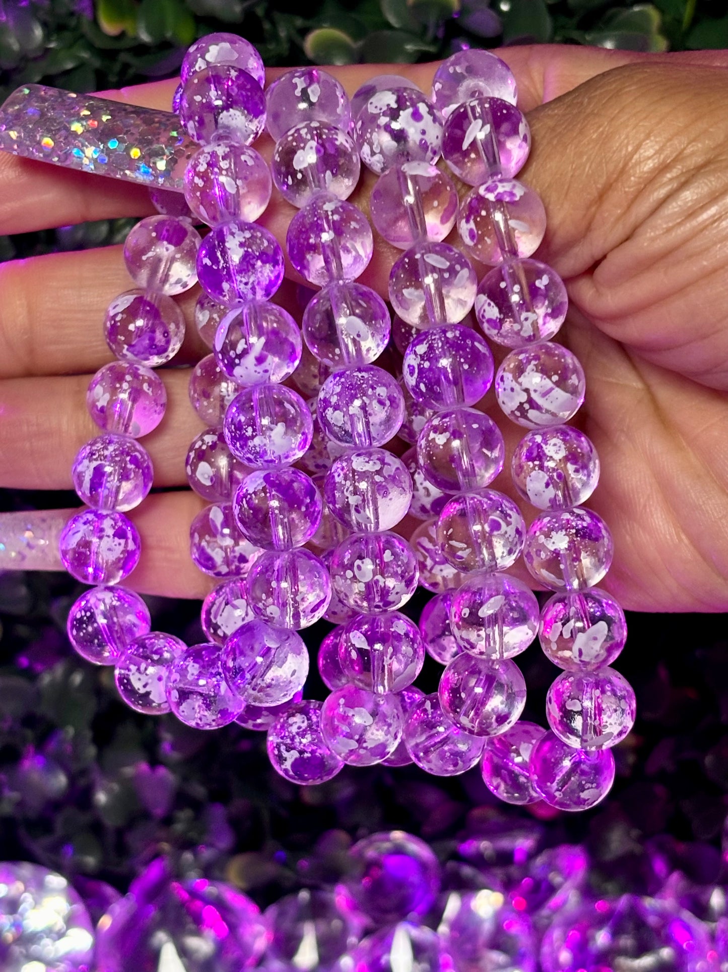 Beaded Bracelet | Purple Splatter