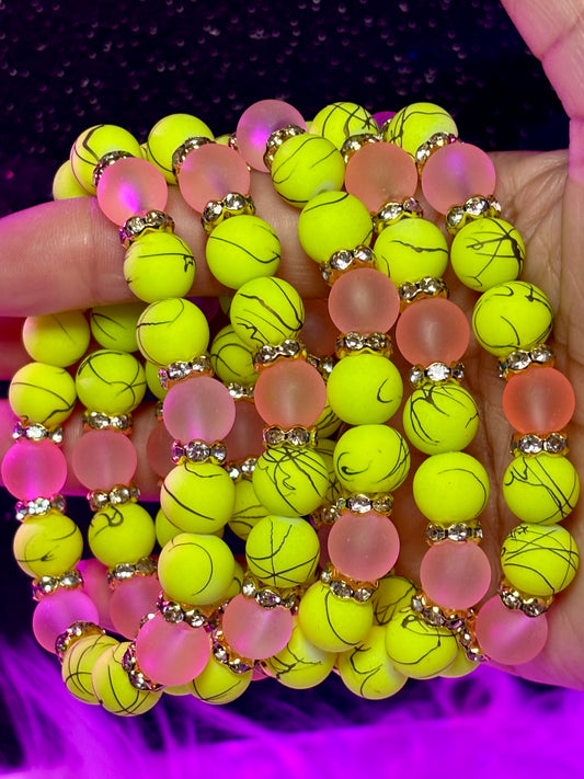 Beaded Bracelet- Pink Lemonade Mimosa (1pc)