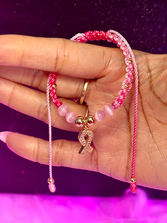 Macrame Breast Cancer Awareness Bracelet (1pc)