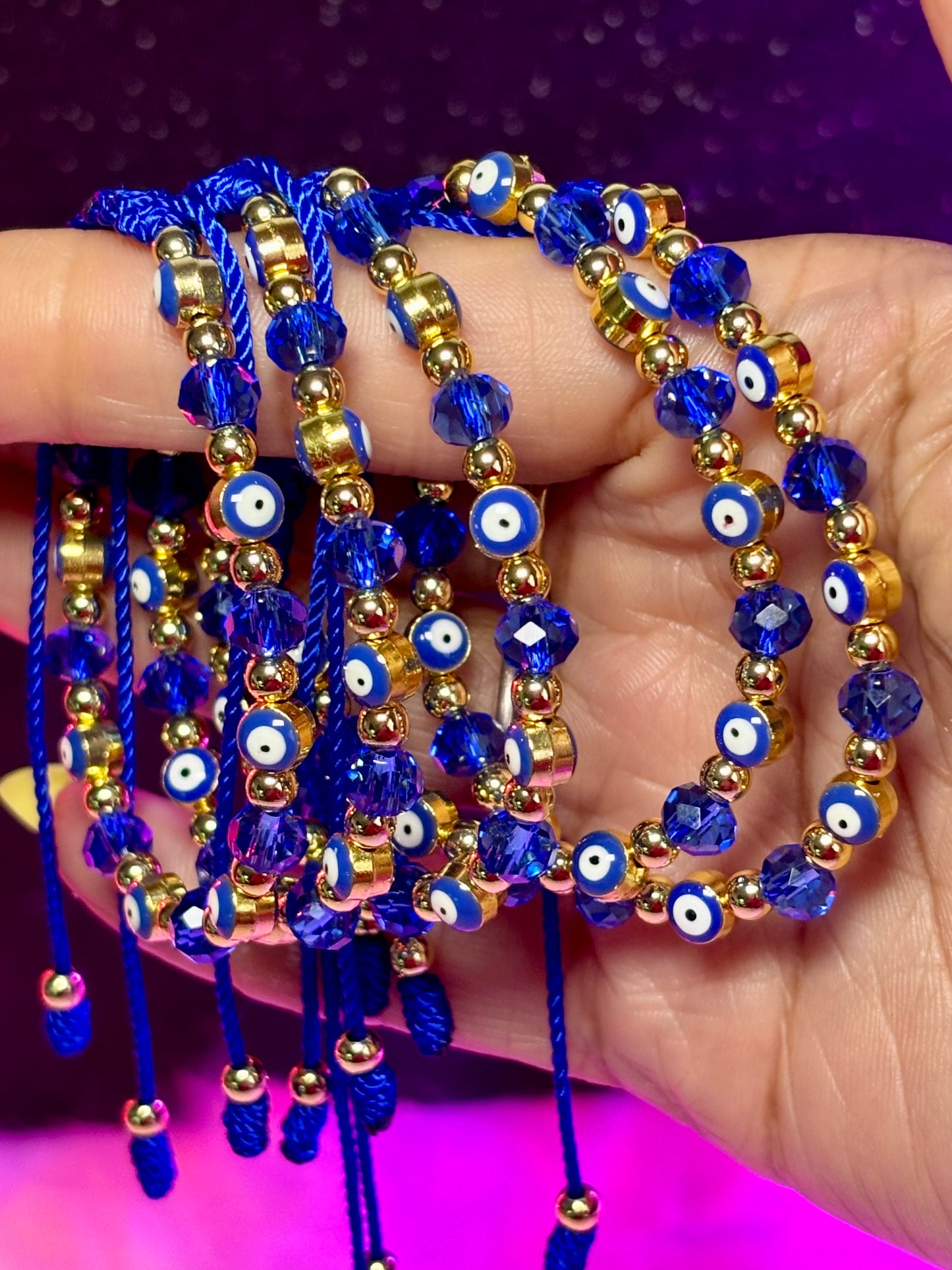 Pulsera de macramé EvilEye brillante (1 pieza)