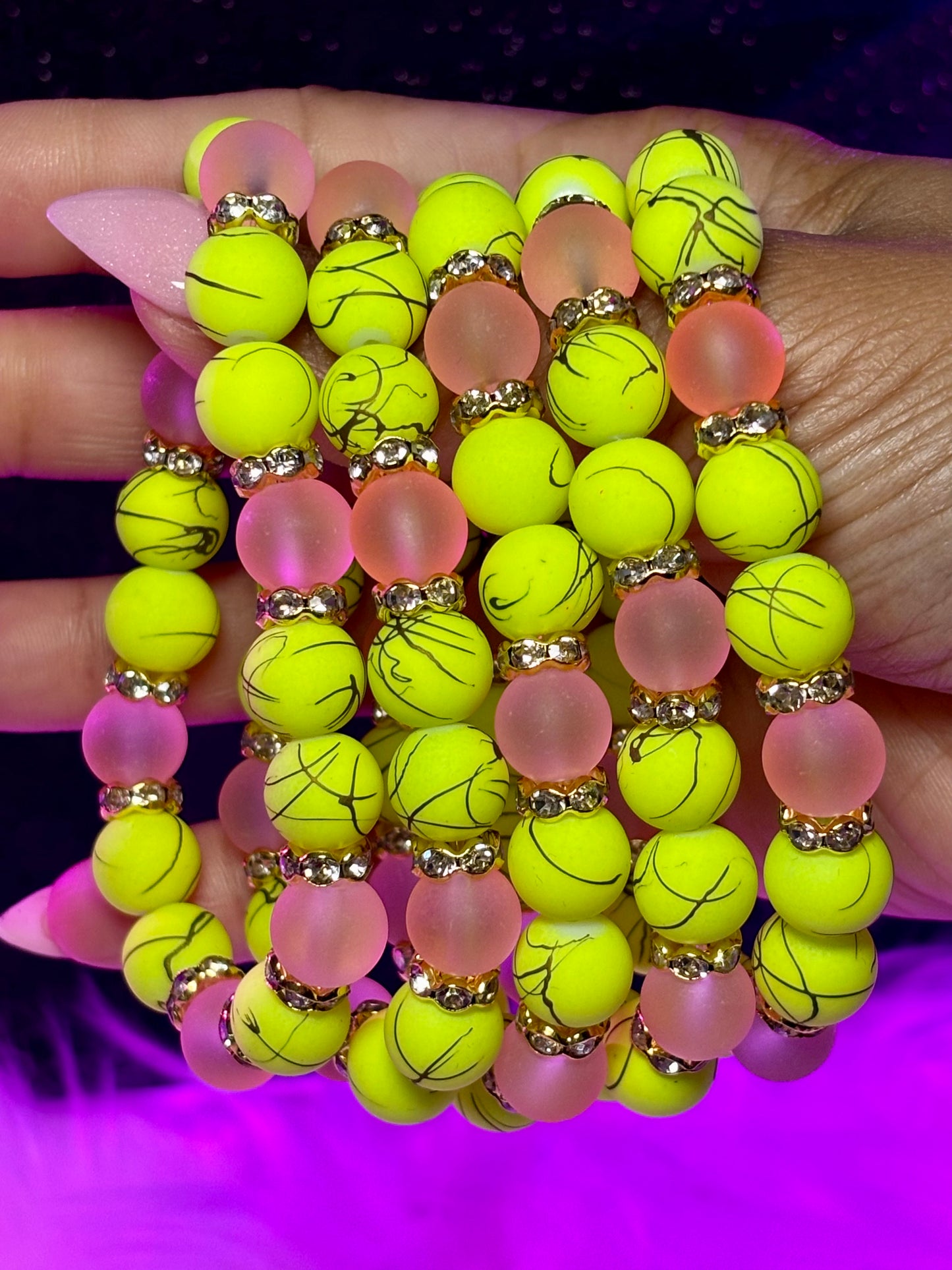 Beaded Bracelet- Pink Lemonade Mimosa (1pc)