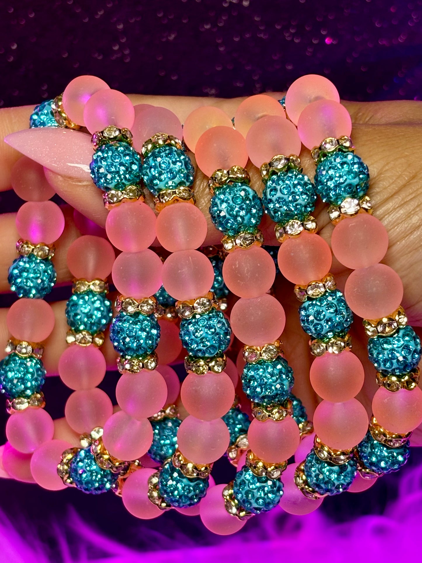 Beaded Bracelet - Blueberry Peach Mimosa (1pc)