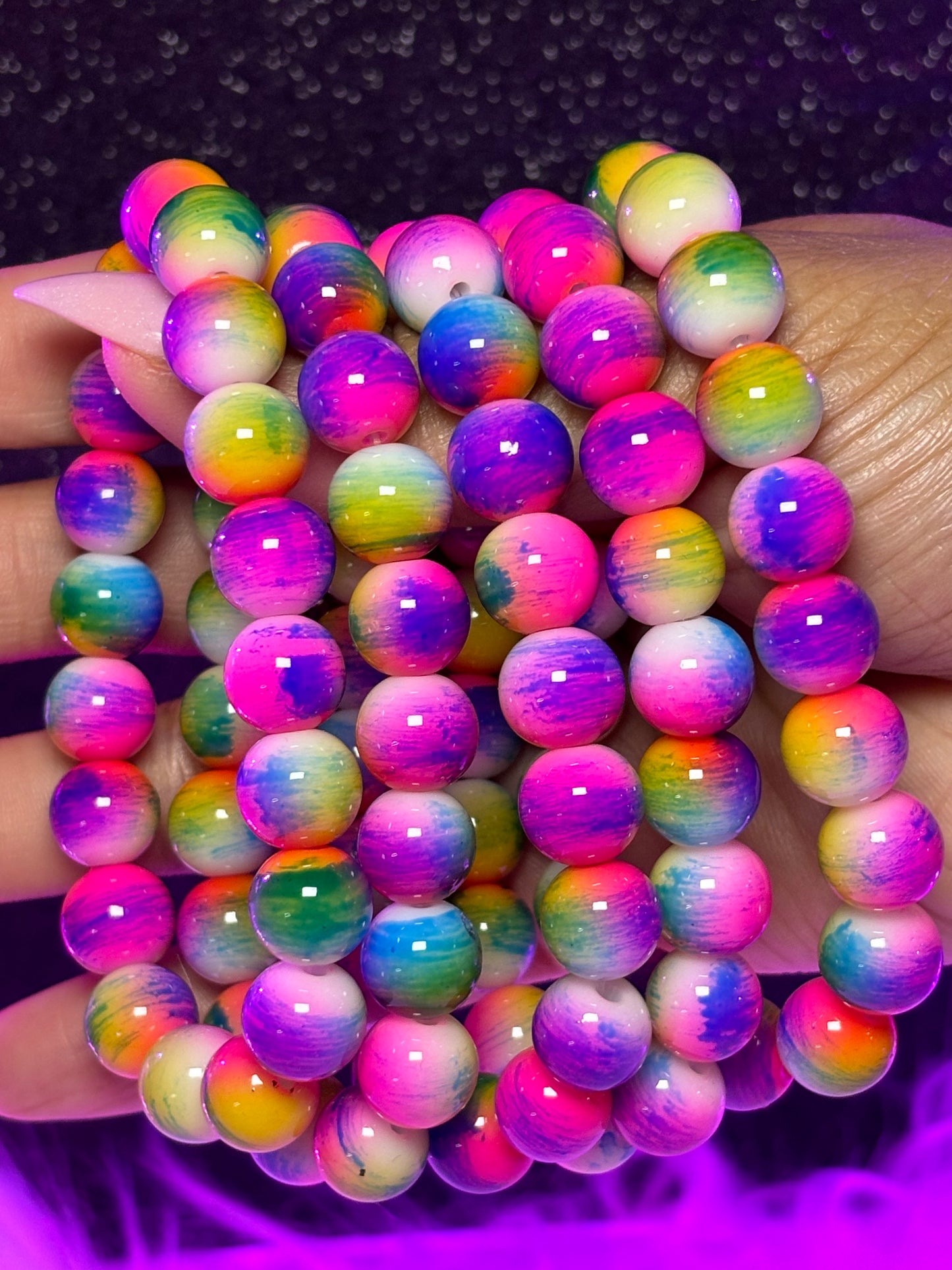 Beaded Bracelet-Neon Rainbow (1pc)