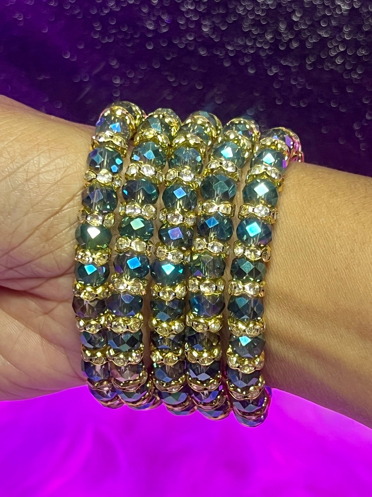 Pulsera con cuentas de cristal marino (1 pieza)