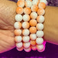 Pulsera con cuentas de melocotones y crema (1 pieza)