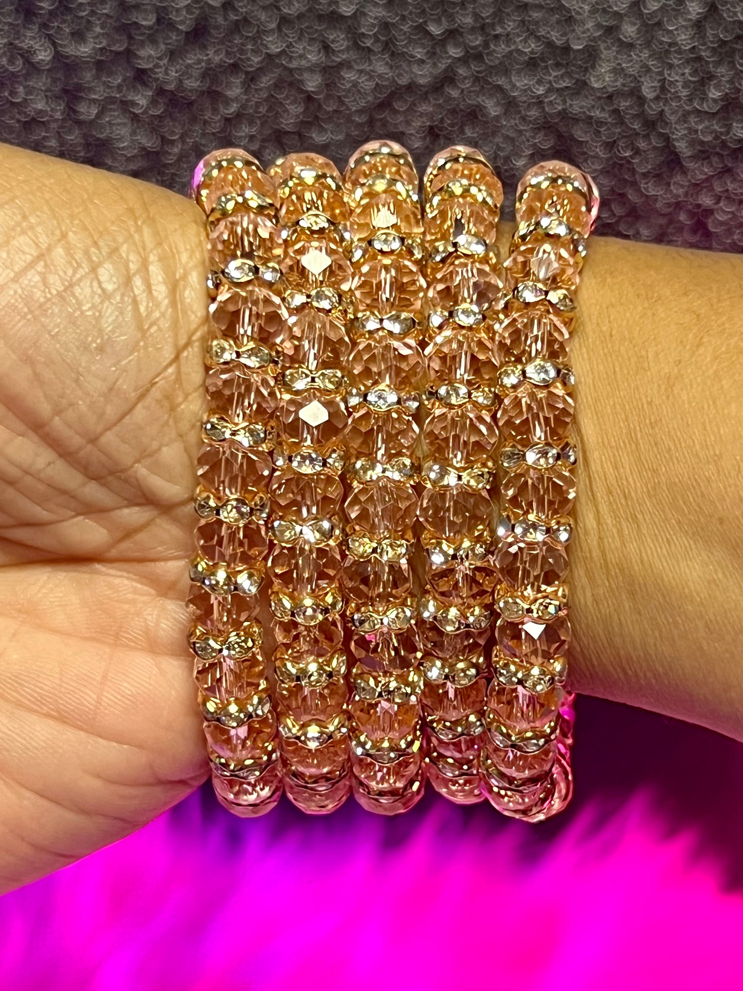 Pulsera con cuentas Moscato rosa (1ud)