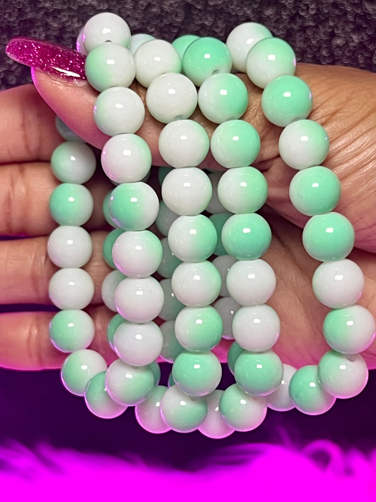 Pulsera de cuentas doble menta (1 pieza)