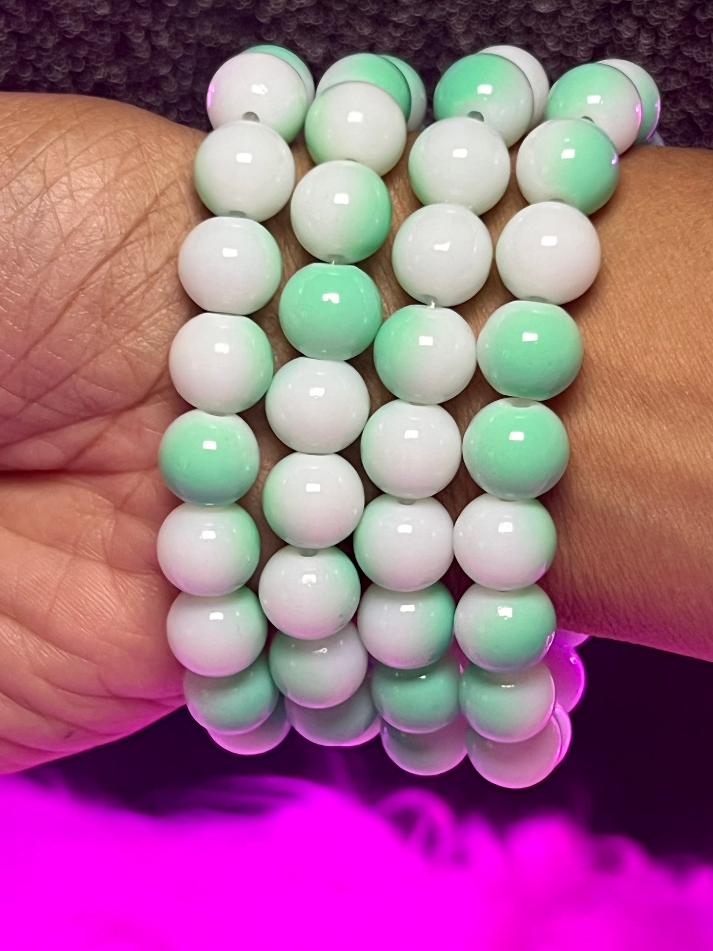 Pulsera de cuentas doble menta (1 pieza)