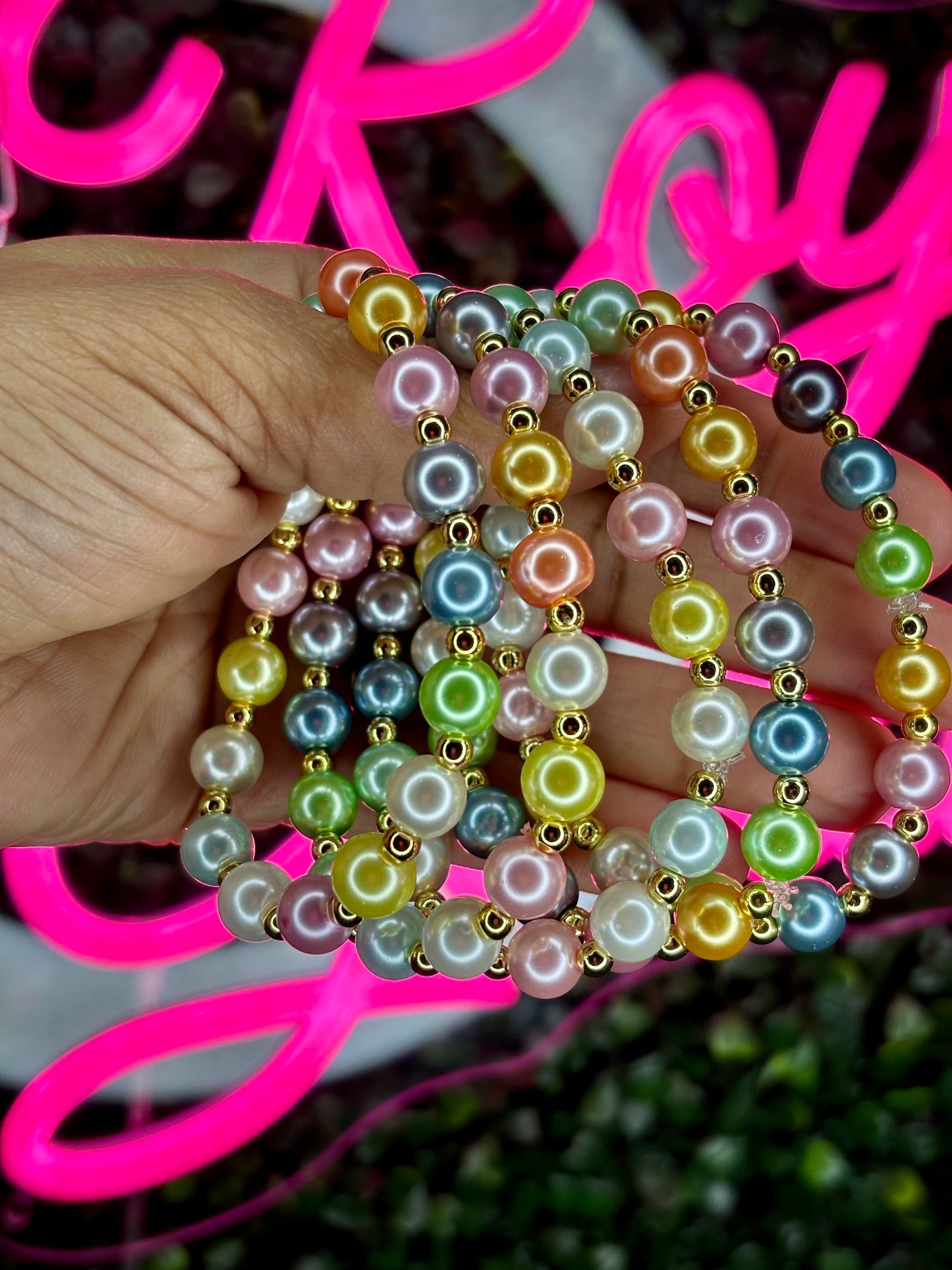 Beaded Bracelets |Rainbow Pearls