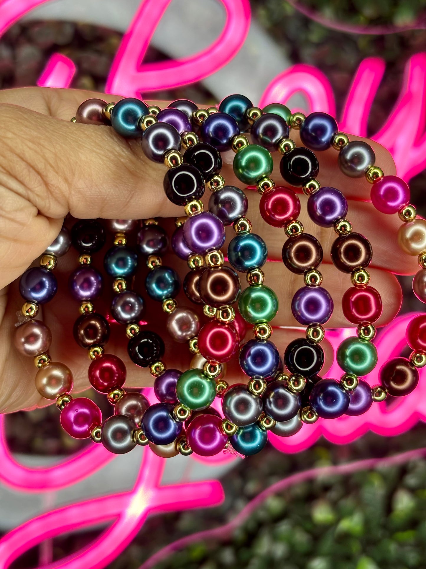 Beaded Bracelets |Rainbow Pearls