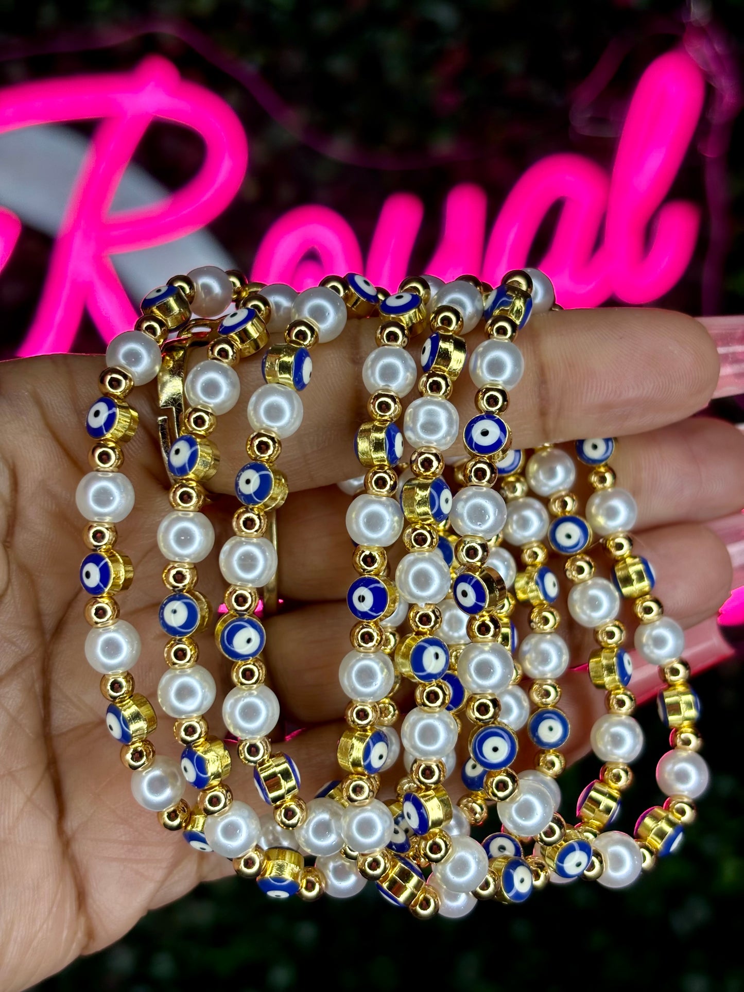 Beaded Bracelets | Evil Eye & Pearls