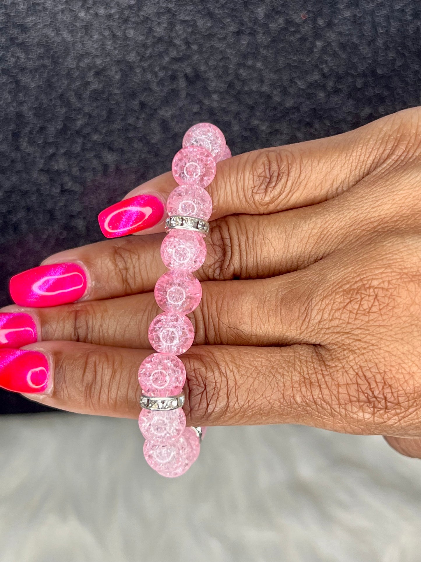 Kitty Poppin Pink Beaded Bracelet