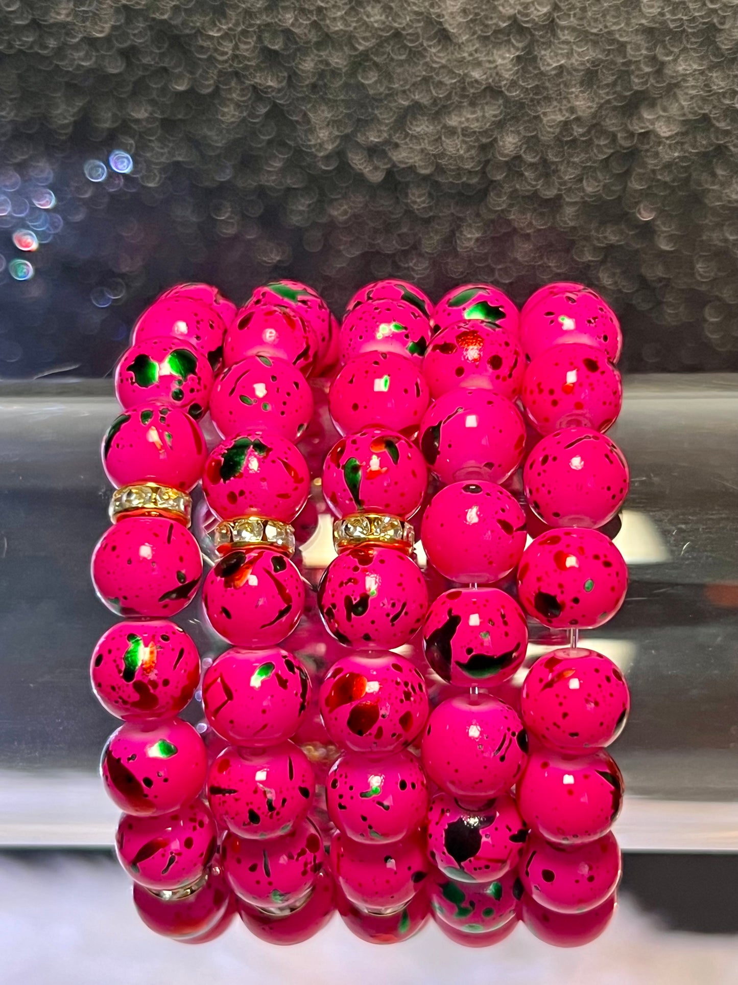 Hot Pink Sprinkles Beaded Bracelet