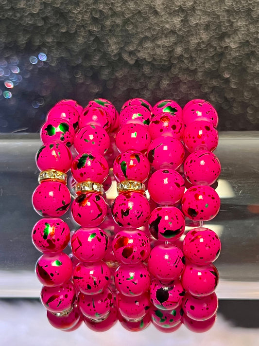 Hot Pink Sprinkles Beaded Bracelet