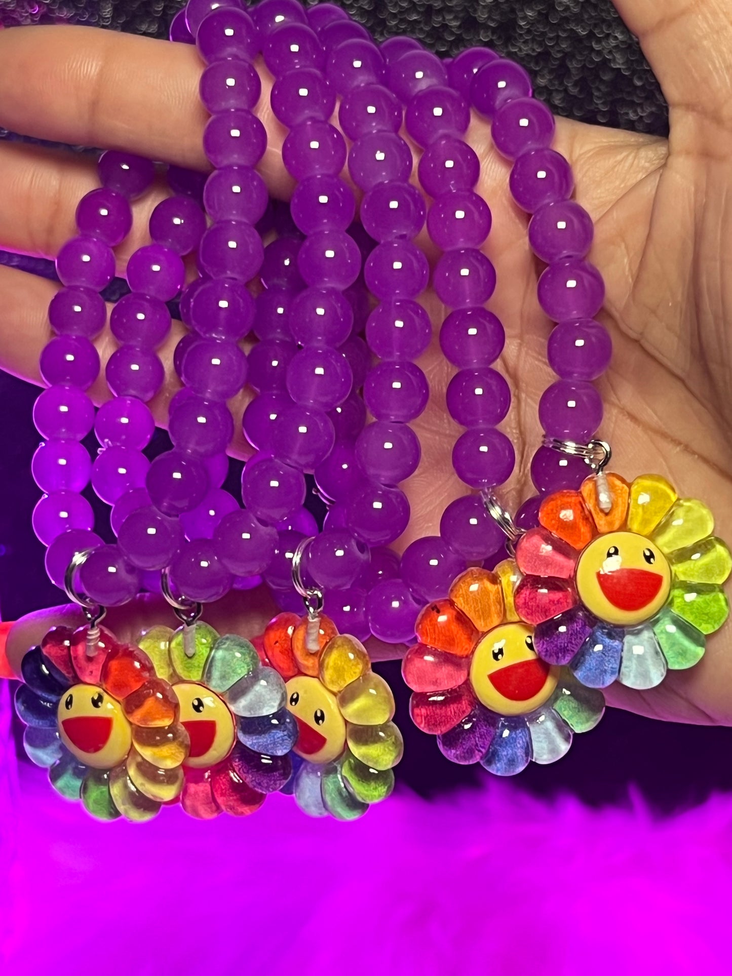 Pulsera con cuentas de sonrisa arcoíris (1 pieza)