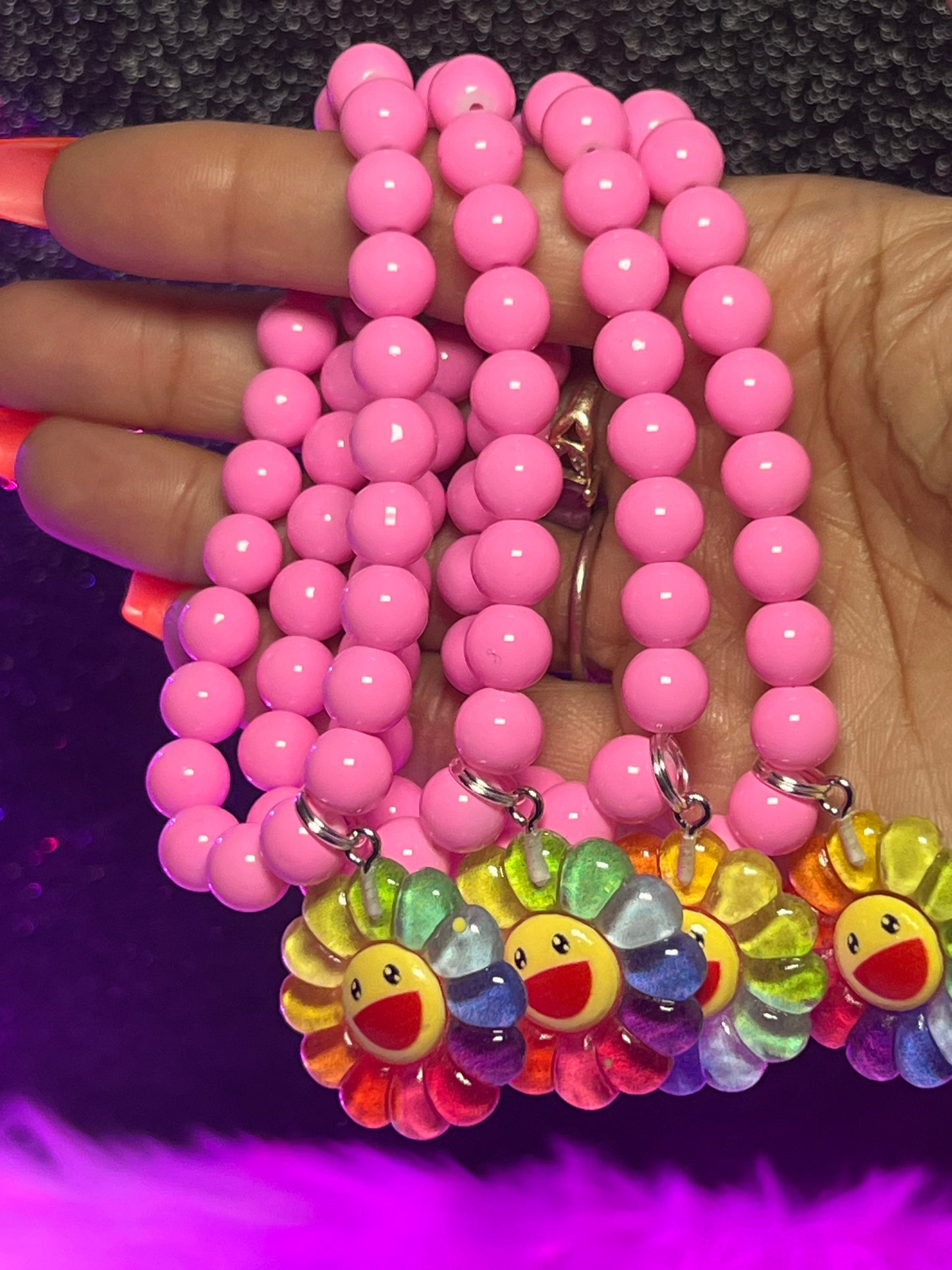 Pulsera con cuentas de sonrisa arcoíris (1 pieza)