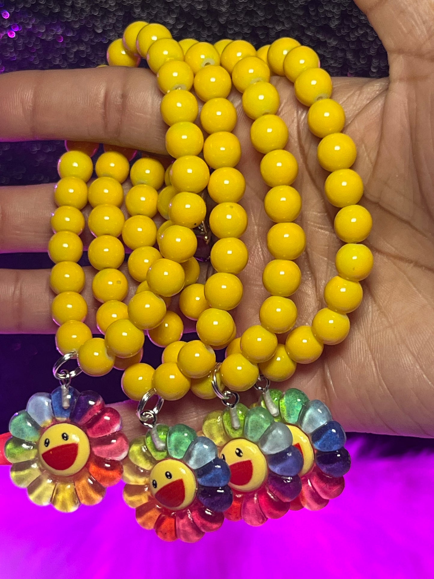 Pulsera con cuentas de sonrisa arcoíris (1 pieza)