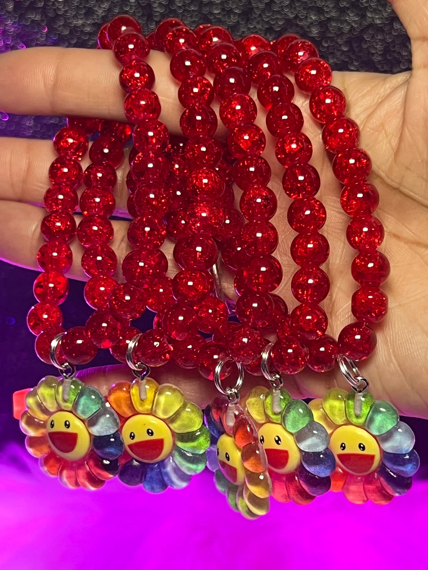 Pulsera con cuentas de sonrisa arcoíris (1 pieza)