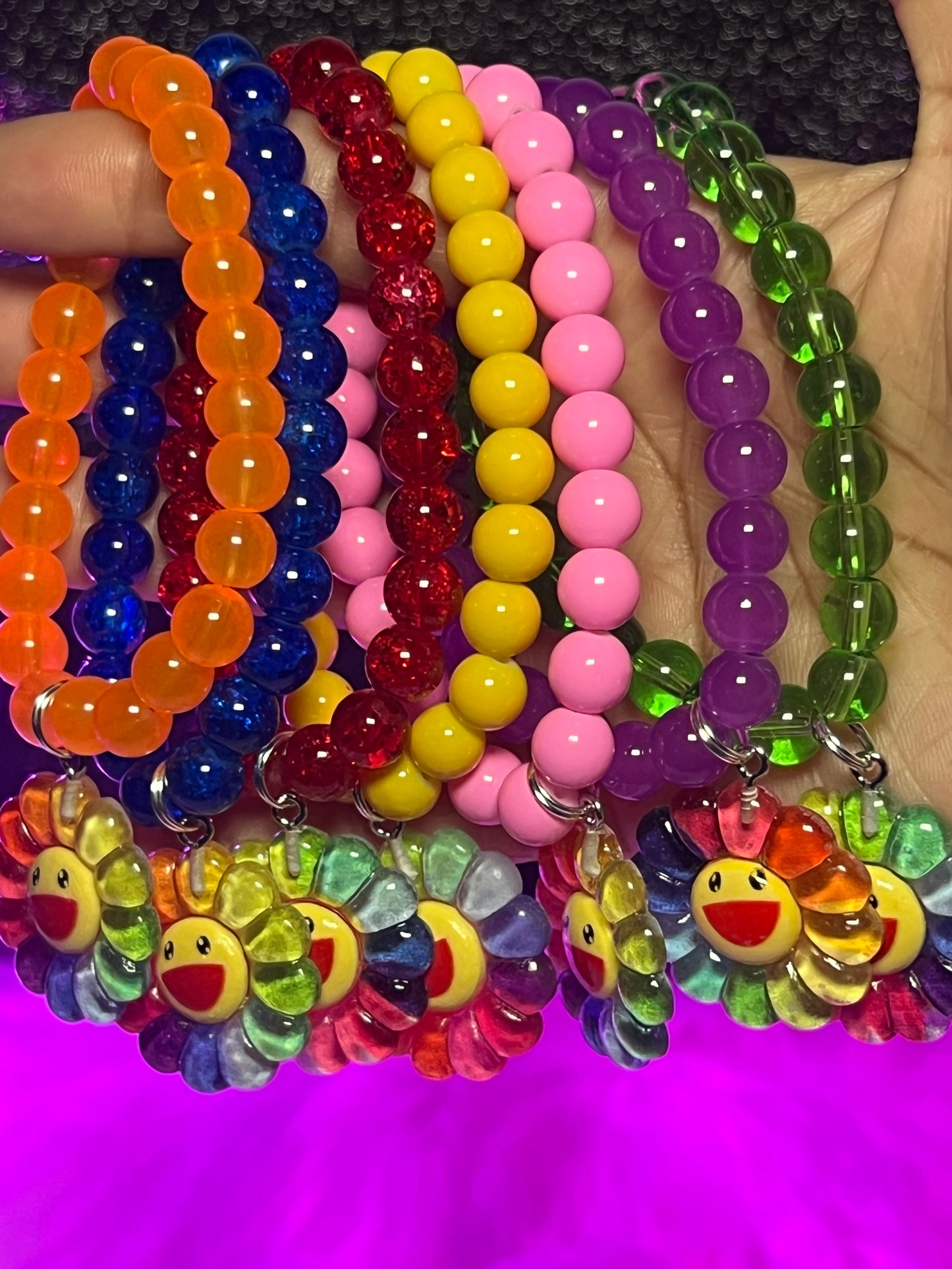 Pulsera con cuentas de sonrisa arcoíris (1 pieza)